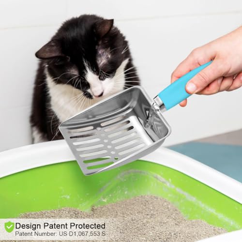 Cat Litter Scoop - Stainless Steel Metal Cat Litter Scoop-Sturdy Mesh Scooper - Mesh Shovel-Easy to Clean - Suitable for Cat Litter Box -Blue-Christmas - color: Blue, size: M