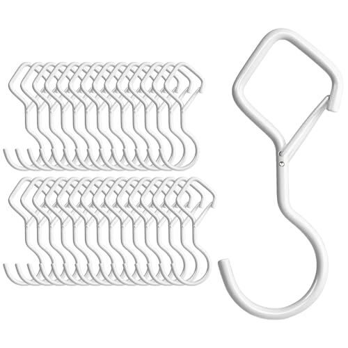 Heavy Duty S Hooks for Hanging with Lock, 4.72 Inch Metal Screw Hooks for Plants, Kitchen Utensils, Bags, Towels, and Outdoor Storage, Plant Hangers and Hanging Hooks (White, 30 pcs) - color: White, size: 30 Pieces