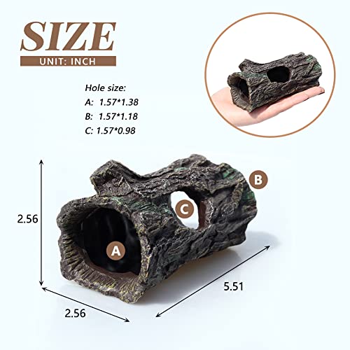 fazhongfa Reptile Hide Tree Trunk Lizard Snake Gecko Axolotl Spider Turtles Bearded Dragon Tank Accessories Large Hollow Log for Aquarium or Fish Tank Resin Wood Decorations Ornament - style: Style-2