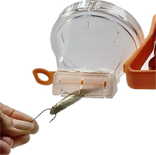 Patented All-In-One Live Bait Fishing Tool, Hands-Free Bait Chamber for Minnows/Worms/Crickets, Bait & Tackle Storage, Clear Lid, Ergonomic Handle