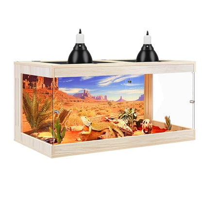 Royxen Bearded Dragon Tank, 34 Gallons Tempered Glass Reptile Terrarium with Metal Mesh Top, 3-Side Clear Anti-Scratch Glass Lizard Tank for Reptile Habitat (Oak, 32" Length) - color: Oak, size: 34Gal,32x16x16inch