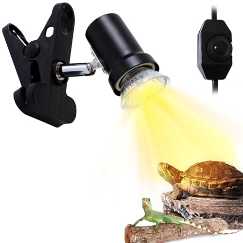 Reptile Heat Lamp, UVA UVB Light for Aquarium Turtle Tank, with 50w Basking Bulb, for Tortoise, Snake, Frog, Lizard, Cockatoo, Chameleon. Halogen, Yellow Light - color: Lamp Holder C+1 Bulb