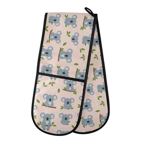 Dual-functionality Mitts and Pot Holders Sets High Heat Resistant Pot Holder Gloves Kitchen Aid BBQ (Koala Bear Pattern Koala) - color: Koala Bear Pattern Koala