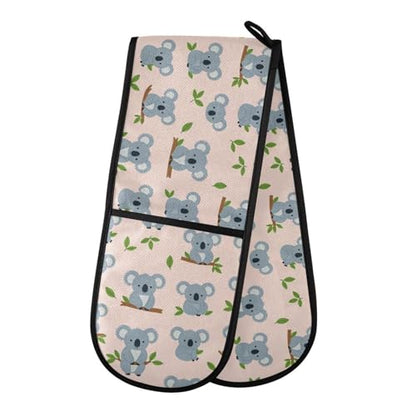 Dual-functionality Mitts and Pot Holders Sets High Heat Resistant Pot Holder Gloves Kitchen Aid BBQ (Koala Bear Pattern Koala) - color: Koala Bear Pattern Koala