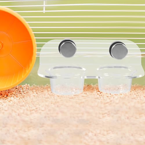 Kisangel Magnetic Reptile Feeding Cup Ledge Gecko Feeder Ledge with 20 Cups Acrylic Food and Water Dish for Small Lizards Terrarium Feeding Rack 4.72 X 2.55 X 2.16 in