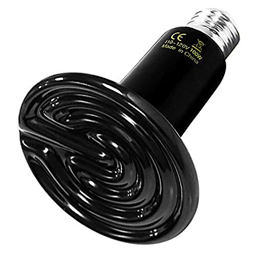 Simple Deluxe 100W Ceramic Heat Emitter Reptile Heat Lamp Bulb No Light Emitting Brooder Coop Heater for Amphibian Pet & Incubating Chicken, 1 Pack,Black - size: 100 Watts, style: 1 Pack
