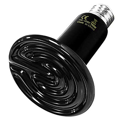 Simple Deluxe 100W Ceramic Heat Emitter Reptile Heat Lamp Bulb No Light Emitting Brooder Coop Heater for Amphibian Pet & Incubating Chicken, 1 Pack,Black - size: 100 Watts, style: 1 Pack