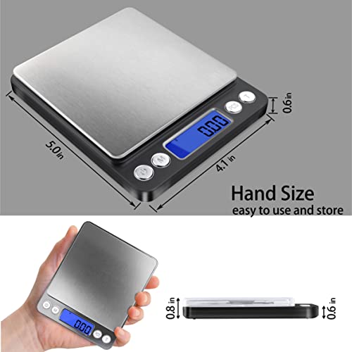 Fuzion Digital Gram Scale .01 Gram Accuracy, 500g Digital Jewelry Scale | Small Kitchen Food Scale with 2 Trays for Powder, Coffee, Gold, Coin, Small Reptile - Weight Gram and Oz - color: Black