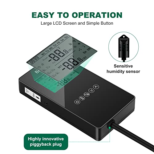Humidity Controller, briidea Pre-Wired Humidistat Humidifier Dehumidifier with LCD Display High Accuracy Humidity Sensor, Ideal for Greenhouse Mushroom Grow Tent (MK-041)