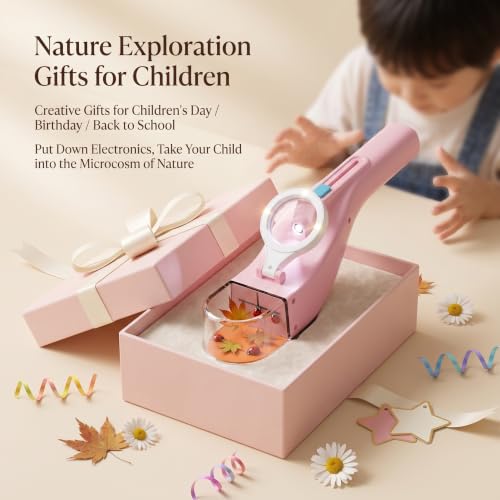 Baideluo Bug Catcher Kit for Kids 3-8 with Light & Magnifier (Pink) - color: Pink