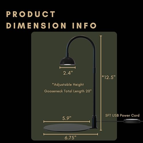 Desktop Grow Lamp Terrarium Light Plant Light on Table with Flexible Gooseneck Lamp for Terrarium Kitchen Vetegable Succulent Lamp with Auto Timer 3/6/12Hrs, 4 Brightness Levels (Black) - color: Black
