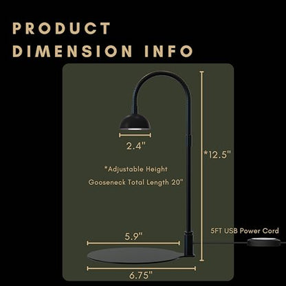 Desktop Grow Lamp Terrarium Light Plant Light on Table with Flexible Gooseneck Lamp for Terrarium Kitchen Vetegable Succulent Lamp with Auto Timer 3/6/12Hrs, 4 Brightness Levels (Black) - color: Black