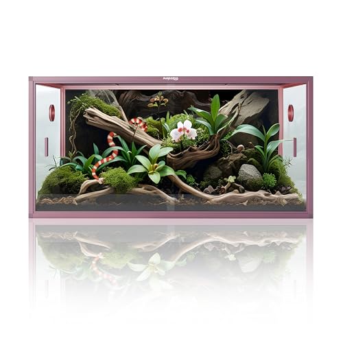 120 Gallon Reptile Tank for Bearded Dragon, Snake, Adult Reptile | Colorful & Stackable Indoor 4x2x2 Reptile Enclosure Furnish a Playful House, Dual Grommets for Wide Wire Use - color: Bloom Pink, size: 120 Gallon