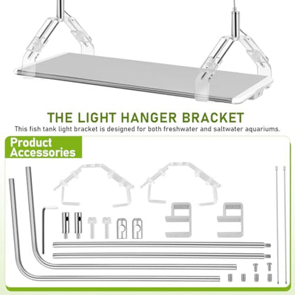 Kisangel 2pcs Aquarium Light Riser, Adjustable Height Aquarium Light Holder Stand Hanging Kit, Aluminum Alloy Support Bracket for Fish Tank Lamp