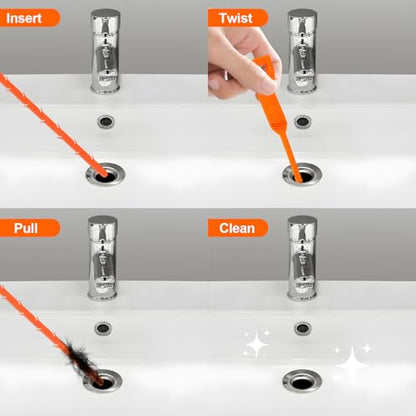 Forlivese 25 Inch Drain Snake, 6 Pack Drain Clog Remover | Sink Snake for Sewer Kitchen Sink Bathroom Tub Toilet Clogged Drains Relief Cleaning Tool