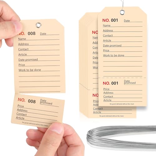 100 Pack Repair Tags with Wire Rope Service Repair Tags Numbered with Wire Durable 2.6 x 5.25 Inch Labels for Production Equipment Maintenance Price Notice (100, Manila, 2.6x5.25in) - color: Manila