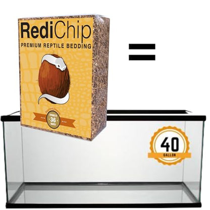 RediChip Reptile Bedding Loose Medium Coconut Chip Substrate 36 Quart Coco Husk Mulch for Snake and Gecko Habitat, Ball Python Terrarium, Lizard and Turtle Tanks, Tortoise Enclosure (2 Pk) - size: 36 Quart (2 Pack)