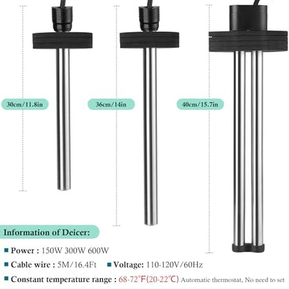 HITOP Outdoor Pond Heater - 150W 300W 600W Aquarium Heater for Small Ponds, Kio Pond, Pond De-icer with Long Cable Wire and Floatable Foam - size: 300W