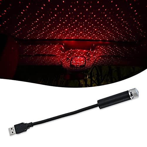 jeseny Pack-1 USB Star Projector Night Light, Car Ceiling Interior Roof Lights, Portable Adjustable Romantic Decorative Lights for Bedroom, Car, Party, Wall, Ceiling (Red)