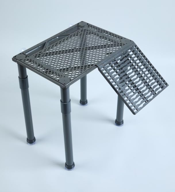 Large Standing Turtle Basking Platform with Ramp, Food Tray, Upgraded | Dock for Large or Multiple Turtles, Non-Slip Ramp, Adjustable Height, for 65+ Gallon Aquariums (Fits Tanks Over 14+ In Wide) - size: 12.72 × 8.74 inch