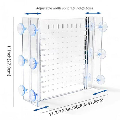 Fish Tank Divider Adjustable Acrylic Separator for 15-20 Gal Tanks | Fits 15-20 gallon aquariums, adjustable 11.2"-12.5" width, clear acrylic panel, dual suction cups, freshwater divider - size: 11.2x11(15-20Gallon )