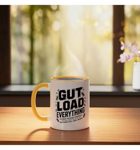 Veiled Chameleon Keeper Gut Loading Feeder Insects Insect Ceramic Mug, Yellow/White - color: Yellow/White