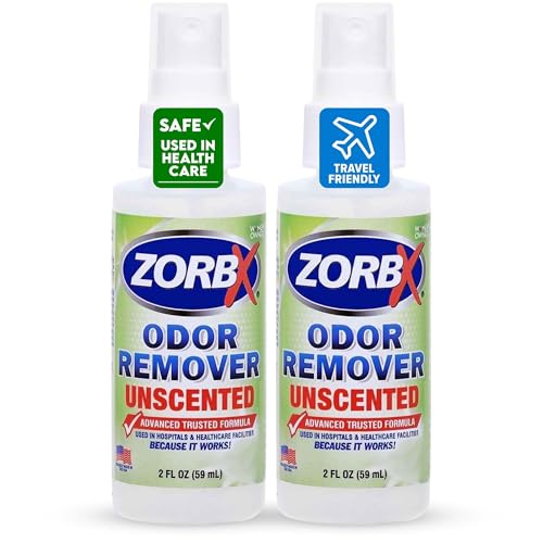 ZORBX Unscented Odor Eliminator Spray 2 Oz 2-Pack, Hospital-Grade | Permanent Odor Remover for Pet & Human Urine, Smoke & Strong Odors, Car, Office, Gym Bag, Purse, Luggage, Bathroom & More - size: 2 Fl Oz (Pack of 2)