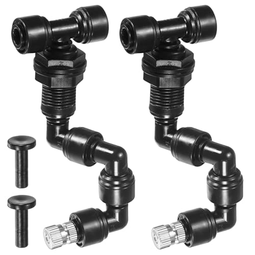 M METERXITY 2-Pack Reptile Mister Nozzles, 0.6mm Pore Copper 1/4" Reptile Misting Spray Nozzle with Plug for Terrarium/Vivarium, 360 Degree Adjustable Detachable Nozzles [Black] - size: 0.6mm