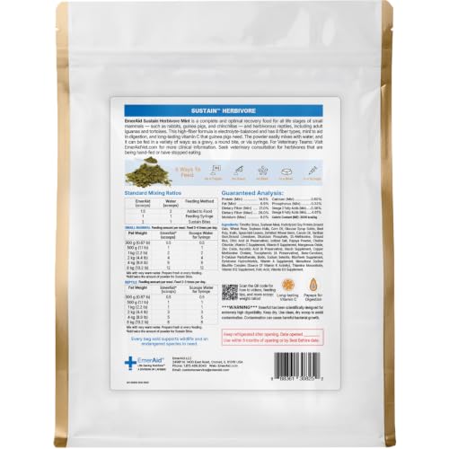 Sustain Herbivore (2 kg, Mint) | Nutritionally complete recovery food for herbivorous small pets and reptiles - size: 2000 g