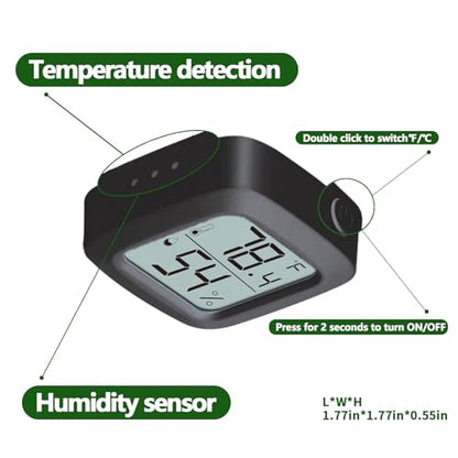 Black 2-Pack Reptile Thermometer and Hygrometer – Digital LCD Temp & Humidity Gauge for Bearded Dragon, Corn Snake, Hermit Crab, Iguana, Axolotl, Vivarium & Terrarium Setup - size: Black-2PCS