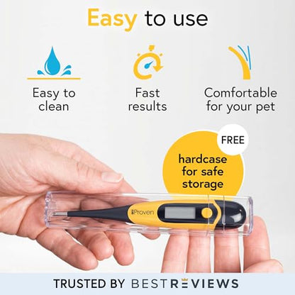 iProven Dog & Cat Thermometer for Fast and Accurate Fever Detection | Comfortable Flexible Tip, Waterproof Pet Thermometer, Quick Readings in 20 sec, Whelping and veterinary supply, DTK-117Y