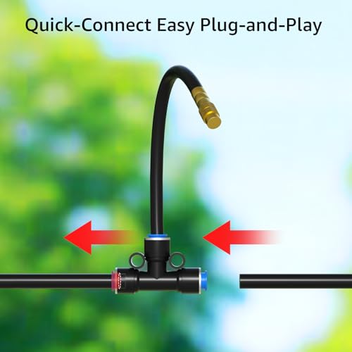 Bluepro Drip Irrigation System 7.8inch 1/4", 2026-Upgrade Garden Sprinkler Kit with 12PCS 360° Adjustable Copper Nozzles, Automatic Misting Watering System for Raised Beds, Greenhouse, Lawn, Patio - size: 7.8inch