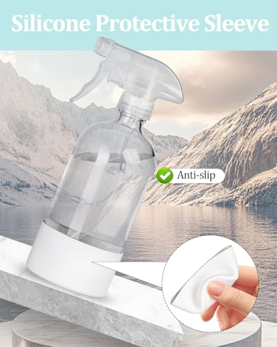 2 Pack 360° Glass Spray Bottles with Silicone Sleeve White | 360° Inverted Spray Nozzle, Gravity Ball Designed for Cleaning Crack & Crevice, Leak-proof and Pressure-Resistant Design - color: White