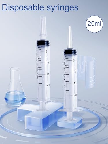 20ml Plastic Syringe 5 Pack, Measuring Syringe Tools, Oral, Scientific Labs, with Cap