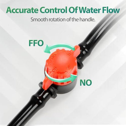 RedChili 25 Pack 1/4" Drip Irrigation Shut Off Valves, in-Line Barbed Ball Valve for 1/4 Inch Drip Irrigation Tubing Anti-Drop Drip Line Water Flow Control Valve Parts for Garden Irrigation System - size: 1/4" Shutoff Valve-50P