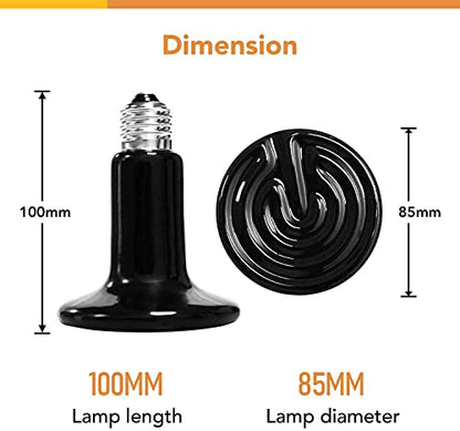 Simple Deluxe 150W Reptile Ceramic Heat Bulb with 8.5 Inch Clamp Lamp and Digital Thermostat Controller Combo Set for Incubating Chicken & Amphibian Pet, 2 Pack