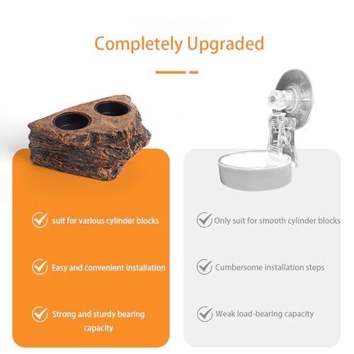 Reptile Magnetic Feeder Ledge, Reptile Food and Water Dish with 2PCS Bowls Feeding Cups for Lizards, Crested Gecko, Lizards and Chameleons Pets, Easy Install Terrarium Tank Accessory (Dual Feeder)