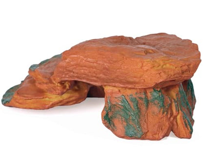 Reptile Rock Hide Cave Hiding Place, Rock Basking Platform,Great for Lizards,Snakes,Turtles,Geckos,Frogs,Amphibians,Small Animals - Lagrge Size(Yellow-Orange)