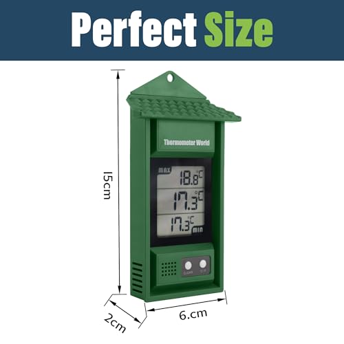 Digital Max Min Thermometer - Monitor Max and Min Temperatures | Handy Greenhouse Thermometer Garden Accessories Easily Wall Mounted Maximum Minimum