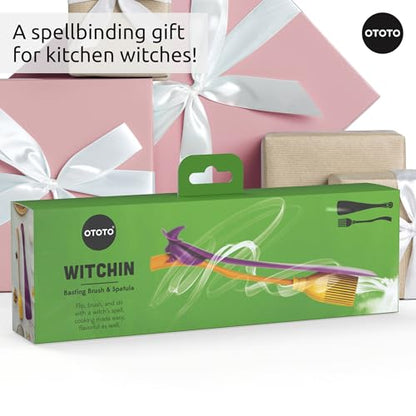 OTOTO Spatula and Pastry Brush - Silicone Heat Resistant and Basting Brush, Cooking and Baking Spatula, Spooky Witchy Gifts, Gothic Kitchen Halloween Gifts, Unique Kitchen Gadgets (Witchin) - color: Witchin