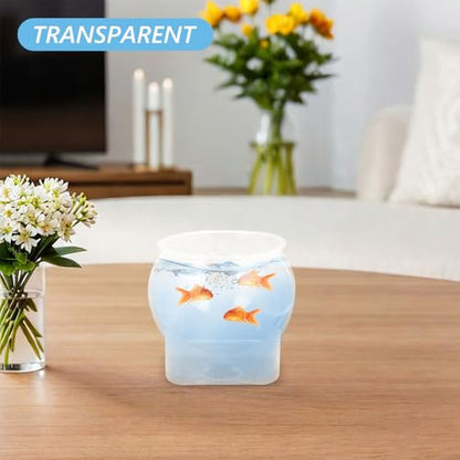 Amosfun Desktop Ecosystem Fish Bowl Aquarium Tank Plastic Tabletop Goldfish Bowl Sturdy Shatterproof Large Size for Home and Office Terrarium Container