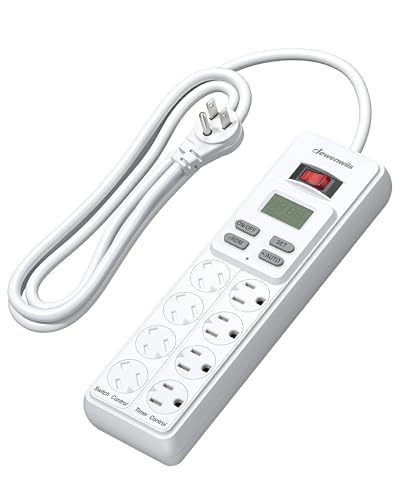 DEWENWILS 8-Outlet Power Strip with Timer for Reptile Light, 15A, UL Listed | 4 Timed/4 Always On,14/3 AWG Cord,Digital Timer Outlet for Turtle Grow Light Indoor Bearded Dragon Tank Accessory Aquarium