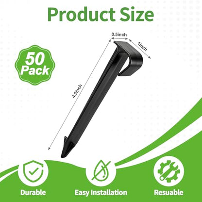 RedChili 50 Pack 1/2 Inch Irrigation Tubing Hold Down Anchor Stakes, Heavy Duty Drip Tubing Stakes 1/2" Drip Irrigation Tubing Fittings for Lawn Raised Bed Greenhouse Plant Watering System - size: 1/2" Stake-50P