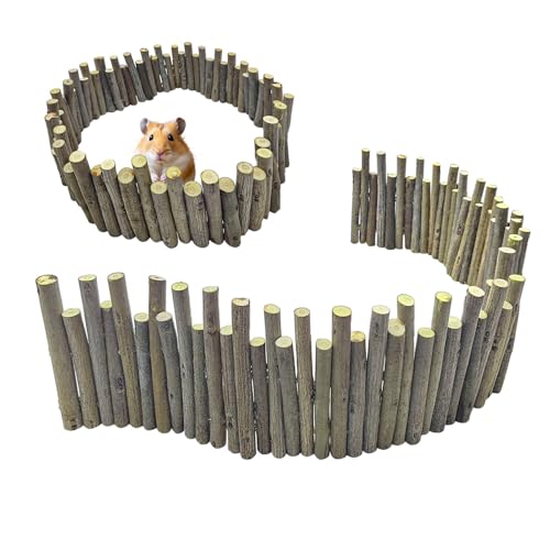 Hamster Bridge 2 Pack, Bendable Wooden Cage Divider and Retaining Wall for Sand Bath and Bedding, Flexible Ladder Fence for Syrian & Dwarf Hamsters, Mice and Gerbils