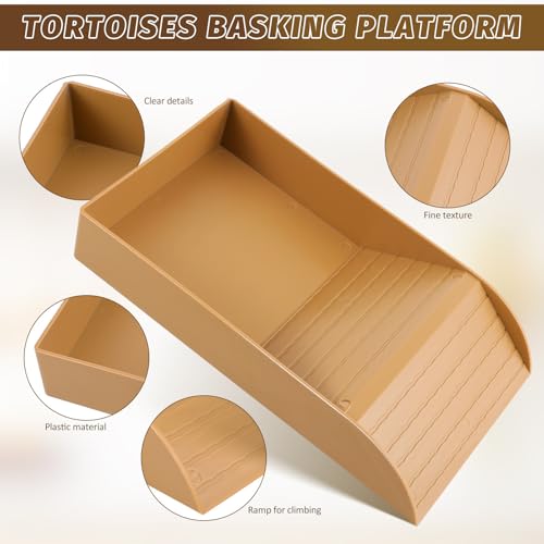 Beaupretty Large Reptile Bathing Bowl with Gentle Ramp for Tortoises and Lizards Spacious Turtle Dish and Soaking Pool Sturdy Reptile Tank Accessory for Easy Climbing and Cleaning