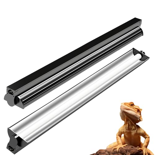 24W T5 UVB Reptile Light Fixture Combo Kit – 10.0 UVB Fluorescent Tube for Bearded Dragons, Lizards & Tortoises – UVA UVB Reptile Light, 22" Terrarium Hood (UVB 10.0-Desert, 22INCH-24W) - color: Fixture Black, size: 24W 22 Inch