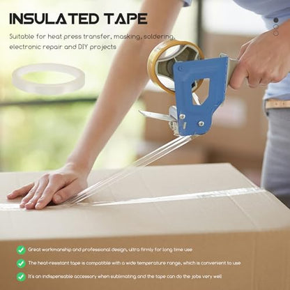 Didiseaon 5 Rolls High Temperature Heat Press Tape 10mm X 3 Polyester Sublimation Printing Tape for Industrial Repair and Thermal Resistant Applications