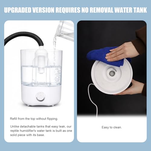 4L Reptile Humidifier Fogger for Reptiles Tank, 1 Gallon Top fill Reptile Mister with Extended Hose, Adjustable Fog Volume, Ideal for Chameleon, Snakes, Tortoises, Amphibians, Terrariums | Extended Hose for Reptile Tank and Terrarium, Adjustable Fog Outpu