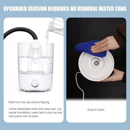 4L Reptile Humidifier Fogger for Reptiles Tank, 1 Gallon Top fill Reptile Mister with Extended Hose, Adjustable Fog Volume, Ideal for Chameleon, Snakes, Tortoises, Amphibians, Terrariums | Extended Hose for Reptile Tank and Terrarium, Adjustable Fog Outpu