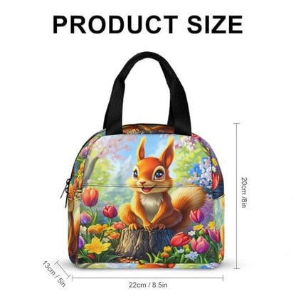 Spring Squirrel Flowers Lunch Bag for Women Men | Insulated Lunch Box Leakproof Food Meal Containers Reusable Foldable 6L Capacity Lunch Tote Bags for Work Picnic Travel - color: style-10